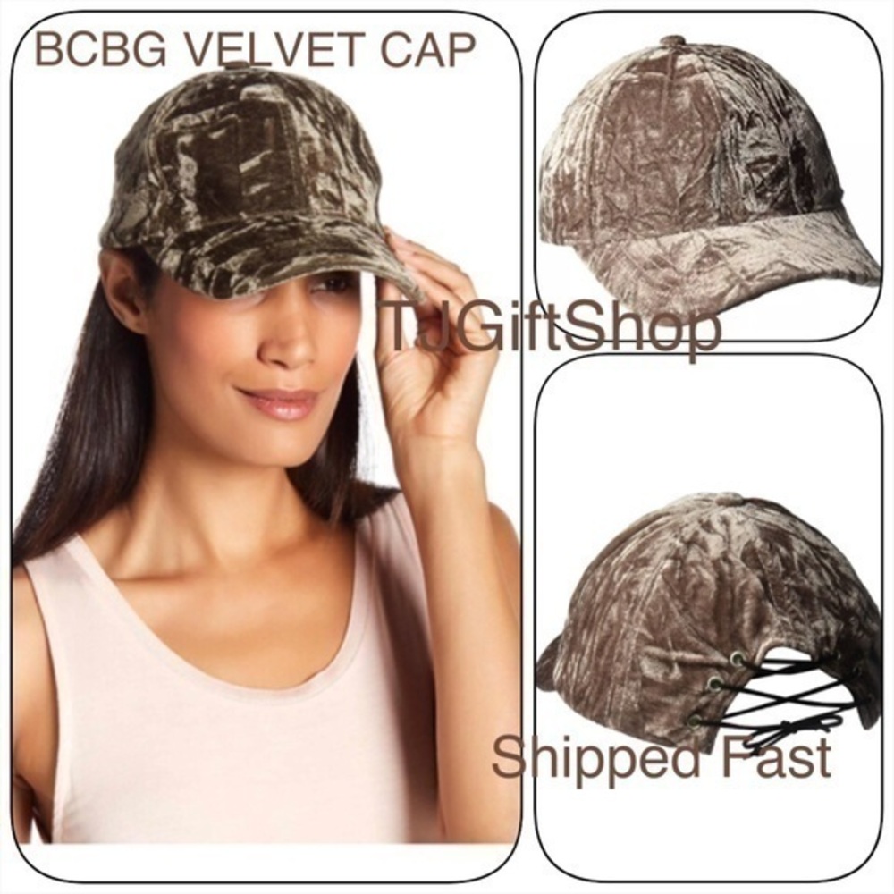 New BCBG VELVET BASEBALL CAP A2